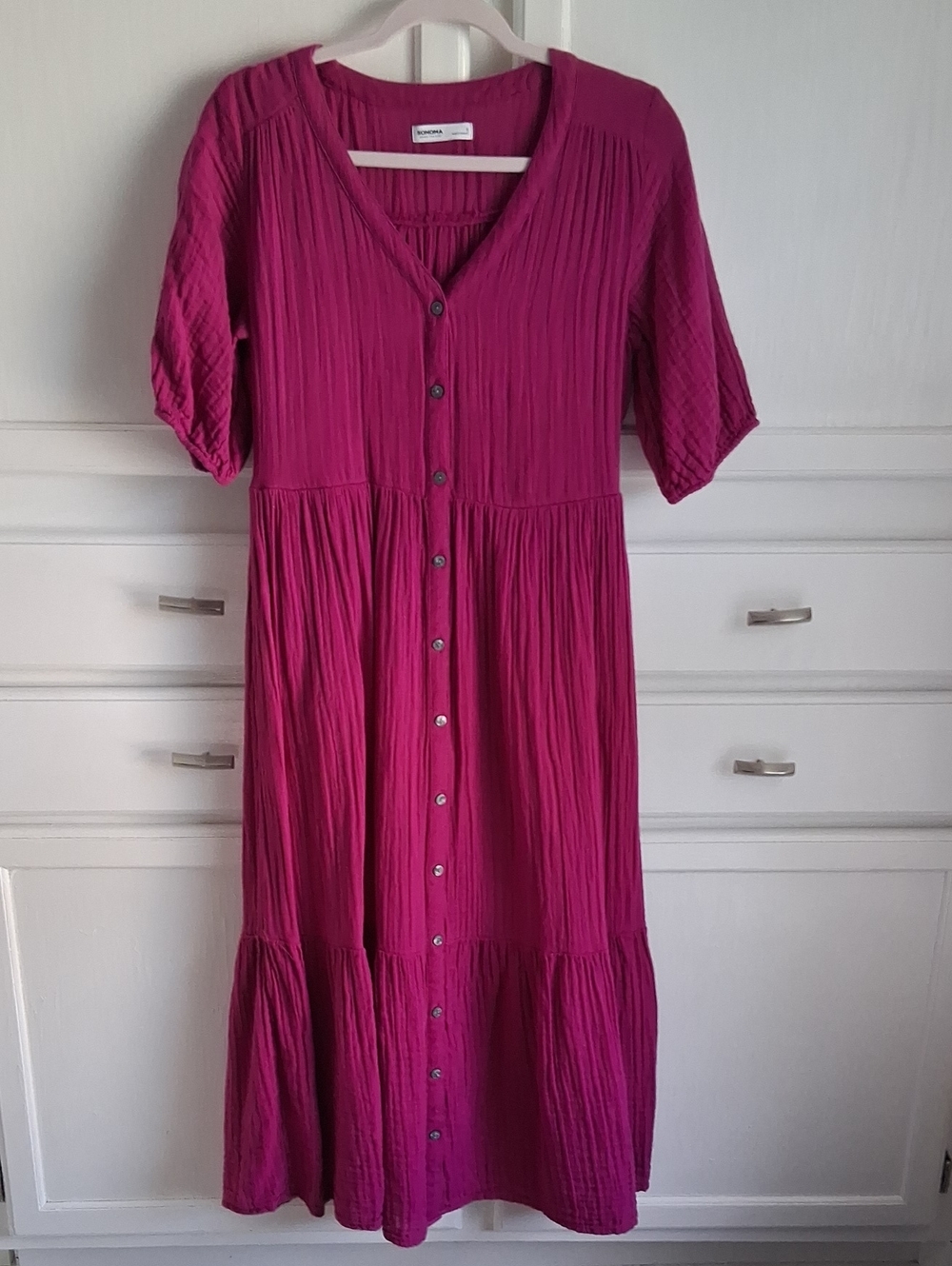 🎉2/$13 Sonoma Fushia Midi Dress SZ Small